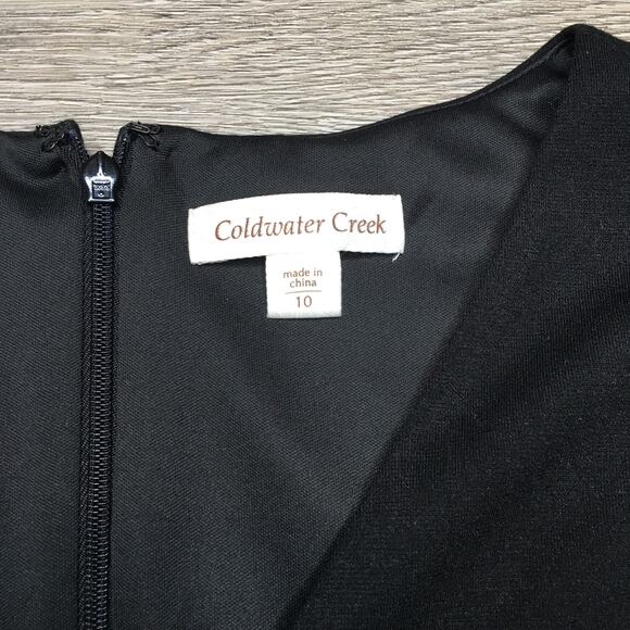 Coldwater Creek Dress A Line Midi Lined V Neck Sleeveless Little Black Size 10 - Picture 3 of 10
